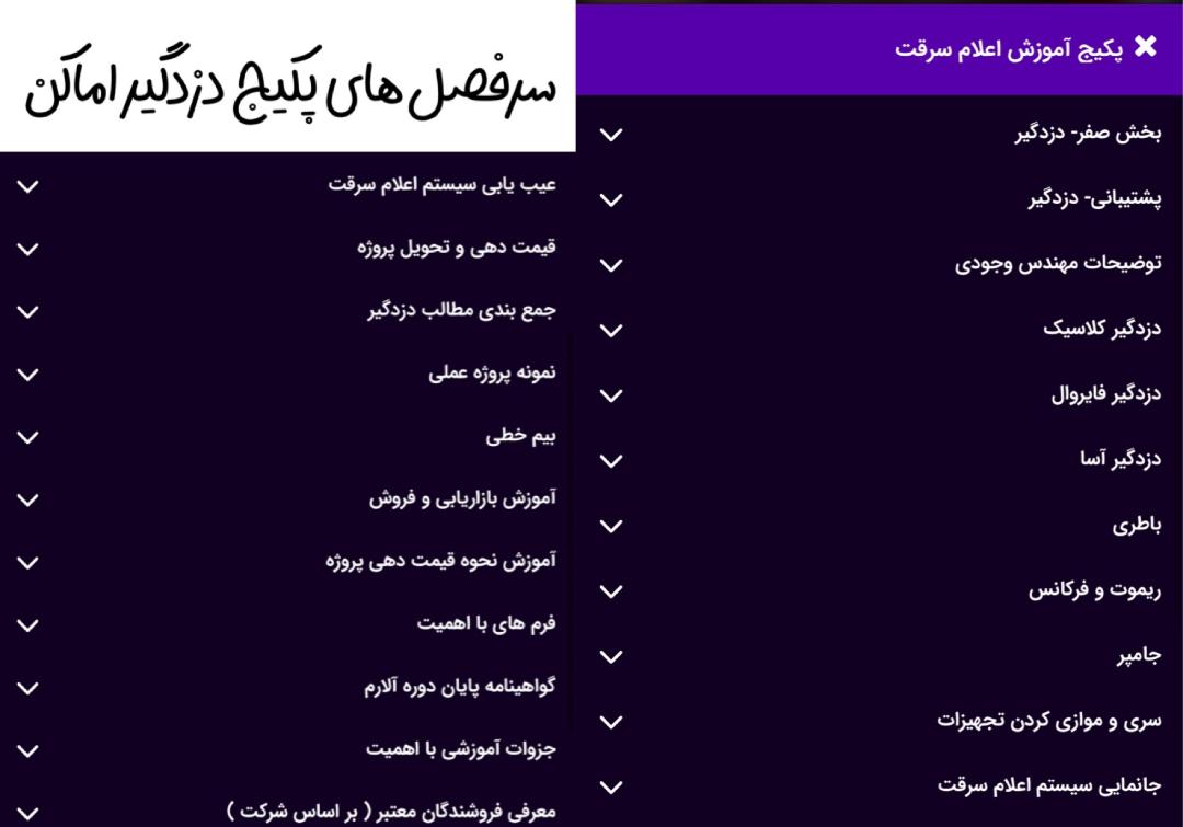 سرفصل های پکیج آموزش دزدگیر اماکن